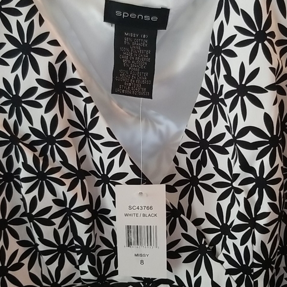 NWT Spense Black and White Flower Dress - Picture 3 of 3